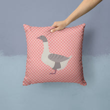 Load image into Gallery viewer, Buff Grey Back Goose Pink Check Throw Pillow - 14x14 Decorative Pillow – Art for Your Home &amp; Patio BB7901PW1414