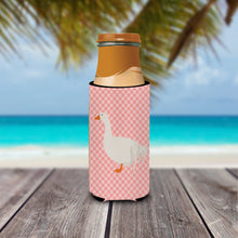 Load image into Gallery viewer, Sebastopol Goose Pink Check   Hugger for slim cans