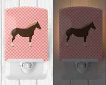 Load image into Gallery viewer, Percheron Horse Pink Check Ceramic Night Light BB7906CNL