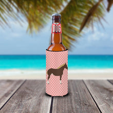 Load image into Gallery viewer, Percheron Horse Pink Check   Hugger for slim cans
