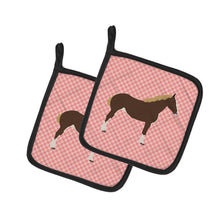 Load image into Gallery viewer, Percheron Horse Pink Check Pot Holders - Set of 2 - Heat-Resistant Kitchen Essentials BB7906PTHD