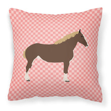 Load image into Gallery viewer, Percheron Horse Pink Check Fabric Decorative Pillow BB7906PW1818