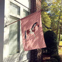 Load image into Gallery viewer, Pinto Horse Pink Check Flag Canvas House Size BB7907CHF
