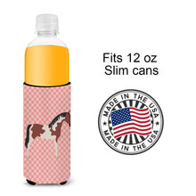 Load image into Gallery viewer, Pinto Horse Pink Check   Hugger for slim cans