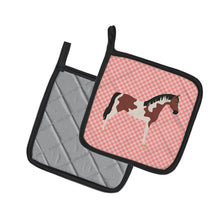Load image into Gallery viewer, Pinto Horse Pink Check Pot Holders - Set of 2 - Heat-Resistant Kitchen Essentials BB7907PTHD