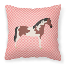 Load image into Gallery viewer, Pinto Horse Pink Check Fabric Decorative Pillow BB7907PW1818