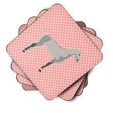 Load image into Gallery viewer, Orlov Trotter Horse Pink Check Foam Coaster  BB7908FC