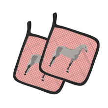 Load image into Gallery viewer, Orlov Trotter Horse Pink Check Pot Holders - Set of 2 - Heat-Resistant Kitchen Essentials BB7908PTHD