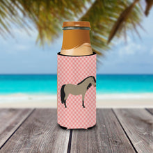 Load image into Gallery viewer, Welsh Pony Horse Pink Check   Hugger for slim cans