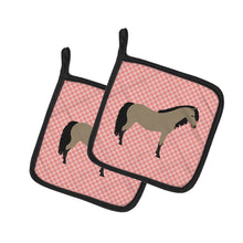 Load image into Gallery viewer, Welsh Pony Horse Pink Check Pot Holders - Set of 2 - Heat-Resistant Kitchen Essentials BB7910PTHD