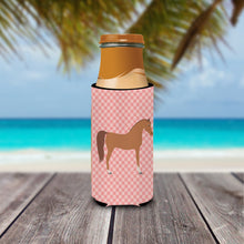 Load image into Gallery viewer, Arabian Horse Pink Check   Hugger for slim cans