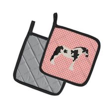 Load image into Gallery viewer, Cyldesdale Horse Pink Check Pot Holders - Set of 2 - Heat-Resistant Kitchen Essentials BB7912PTHD