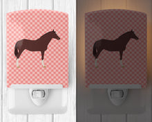 Load image into Gallery viewer, English Thoroughbred Horse Pink Check Ceramic Night Light BB7913CNL