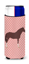 Load image into Gallery viewer, English Thoroughbred Horse Pink Check   Hugger for slim cans