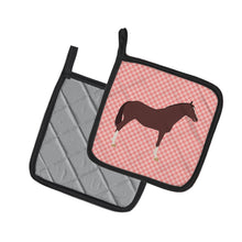 Load image into Gallery viewer, English Thoroughbred Horse Pink Check Pot Holders - Set of 2 - Heat-Resistant Kitchen Essentials BB7913PTHD