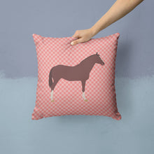 Load image into Gallery viewer, English Thoroughbred Horse Pink Check Throw Pillow - 14x14 Decorative Pillow – Art for Your Home &amp; Patio BB7913PW1414
