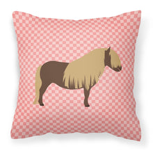 Load image into Gallery viewer, Shetland Pony Horse Pink Check Fabric Decorative Pillow BB7914PW1818