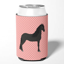 Load image into Gallery viewer, Friesian Horse Pink Check Can or Bottle Hugger BB7915CC