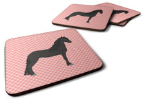 Load image into Gallery viewer, Friesian Horse Pink Check Foam Coaster  BB7915FC