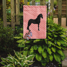 Load image into Gallery viewer, Friesian Horse Pink Check Garden Flag - Outdoor Decorative Yard Flag BB7915GF