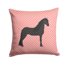 Load image into Gallery viewer, Friesian Horse Pink Check Throw Pillow - 14x14 Decorative Pillow – Art for Your Home &amp; Patio BB7915PW1414