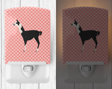 Load image into Gallery viewer, Llama Q' Ara Pink Check Ceramic Night Light BB7918CNL