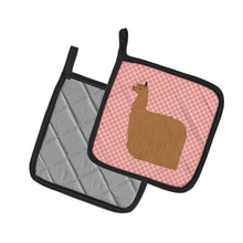 Load image into Gallery viewer, Alpaca Suri Pink Check Pot Holders - Set of 2 - Heat-Resistant Kitchen Essentials BB7920PTHD