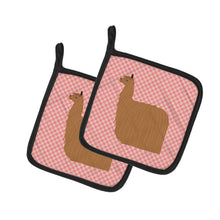 Load image into Gallery viewer, Alpaca Suri Pink Check Pot Holders - Set of 2 - Heat-Resistant Kitchen Essentials BB7920PTHD