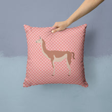 Load image into Gallery viewer, Guanaco Pink Check Throw Pillow - 14x14 Decorative Pillow – Art for Your Home &amp; Patio BB7921PW1414