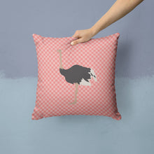 Load image into Gallery viewer, Common Ostrich Pink Check Throw Pillow - 14x14 Decorative Pillow – Art for Your Home &amp; Patio