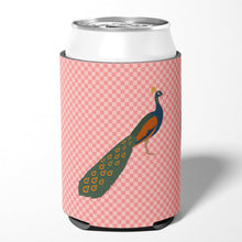 Load image into Gallery viewer, Indian Peacock Peafowl Pink Check Can or Bottle Hugger BB7925CC
