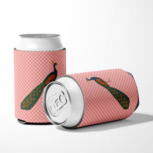 Load image into Gallery viewer, Indian Peacock Peafowl Pink Check Can or Bottle Hugger BB7925CC