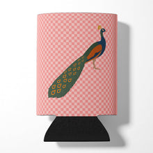 Load image into Gallery viewer, Indian Peacock Peafowl Pink Check Can or Bottle Hugger BB7925CC