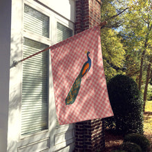 Load image into Gallery viewer, Indian Peacock Peafowl Pink Check Flag Canvas House Size BB7925CHF