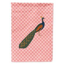 Load image into Gallery viewer, Indian Peacock Peafowl Pink Check Flag Canvas House Size BB7925CHF