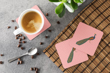 Load image into Gallery viewer, Indian Peacock Peafowl Pink Check Foam Coaster  BB7925FC