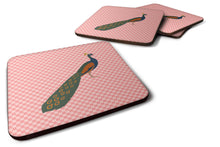 Load image into Gallery viewer, Indian Peacock Peafowl Pink Check Foam Coaster  BB7925FC