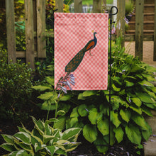 Load image into Gallery viewer, Indian Peacock Peafowl Pink Check Garden Flag - Outdoor Decorative Yard Flag BB7925GF