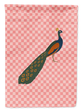 Load image into Gallery viewer, Indian Peacock Peafowl Pink Check Garden Flag - Outdoor Decorative Yard Flag BB7925GF