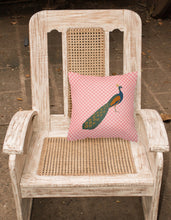 Load image into Gallery viewer, Indian Peacock Peafowl Pink Check Fabric Decorative Pillow BB7925PW1818