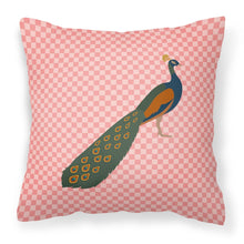 Load image into Gallery viewer, Indian Peacock Peafowl Pink Check Fabric Decorative Pillow BB7925PW1818