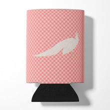 Load image into Gallery viewer, White Peacock Peafowl Pink Check Can or Bottle Hugger BB7926CC