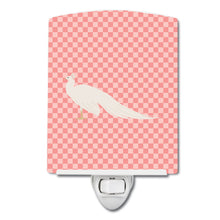 Load image into Gallery viewer, White Peacock Peafowl Pink Check Ceramic Night Light BB7926CNL