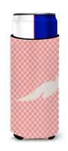 Load image into Gallery viewer, White Peacock Peafowl Pink Check   Hugger for slim cans