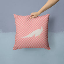 Load image into Gallery viewer, White Peacock Peafowl Pink Check Throw Pillow - 14x14 Decorative Pillow – Art for Your Home &amp; Patio BB7926PW1414