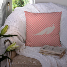 Load image into Gallery viewer, White Peacock Peafowl Pink Check Throw Pillow - 14x14 Decorative Pillow – Art for Your Home &amp; Patio BB7926PW1414