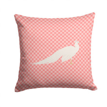 Load image into Gallery viewer, White Peacock Peafowl Pink Check Throw Pillow - 14x14 Decorative Pillow – Art for Your Home &amp; Patio BB7926PW1414