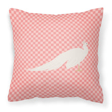 Load image into Gallery viewer, White Peacock Peafowl Pink Check Fabric Decorative Pillow BB7926PW1818