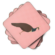 Load image into Gallery viewer, Indian Peahen Peafowl Pink Check Foam Coaster  BB7927FC