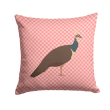 Load image into Gallery viewer, Indian Peahen Peafowl Pink Check Throw Pillow - 14x14 Decorative Pillow – Art for Your Home &amp; Patio BB7927PW1414